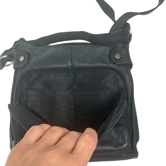 Marco Avane Black Leather Adjustable Crossbody Bag Vintage Shoulder Purse - Picture 8 of 9